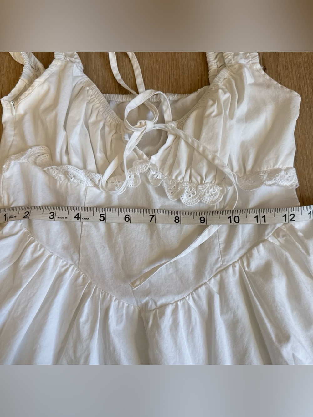 Cider White Ruffled Strap Cotton Sundress XS - Picture 3 of 7